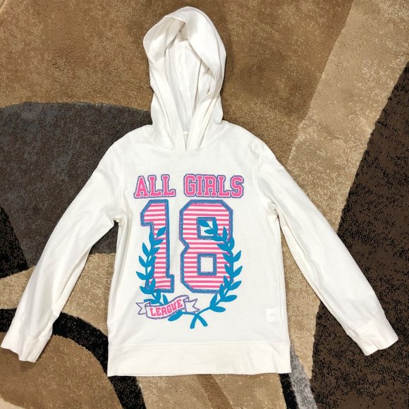 Girls est. 1989 Place White Hoodie, Size 7/8 - Picture 1 of 7